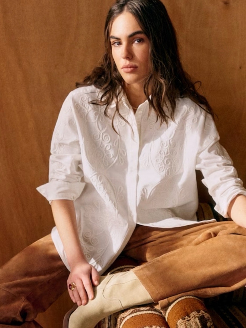 Sezane x Lucia Vergara Maxy Embroidered Shirt